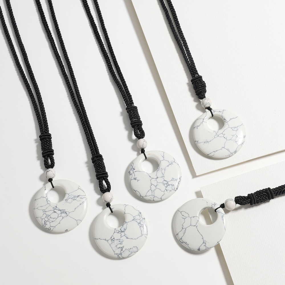 30MM Pingan Gemstone Pendant Necklace Adjustable Rope