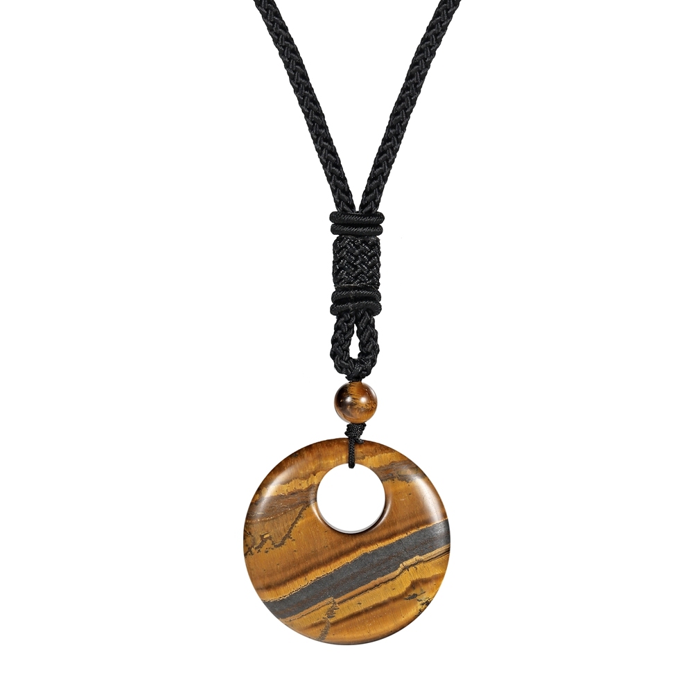30MM Pingan Gemstone Pendant Necklace Adjustable Rope