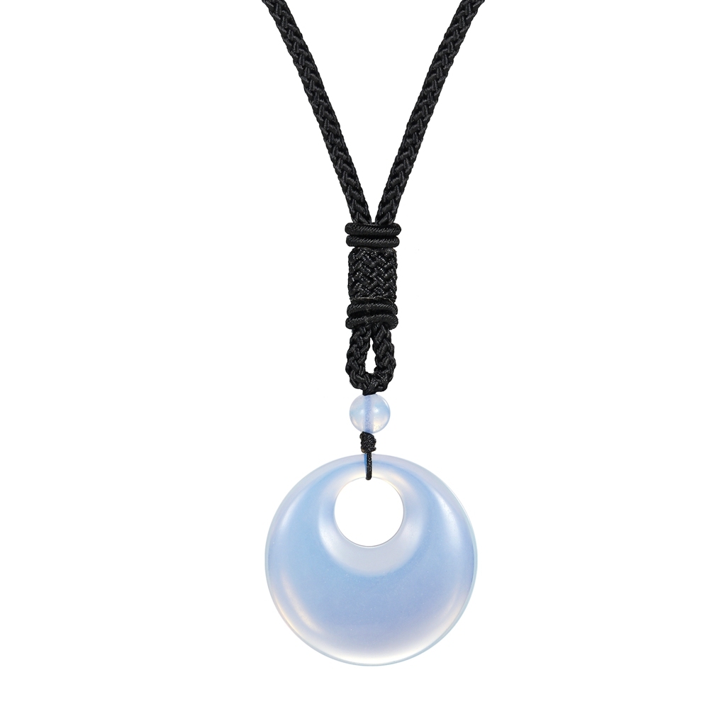 30MM Pingan Gemstone Pendant Necklace Adjustable Rope