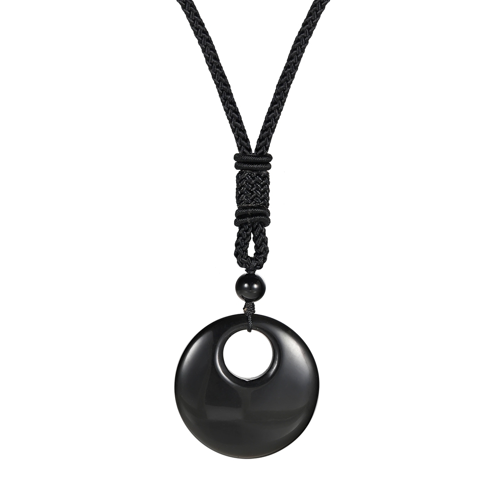 30MM Pingan Gemstone Pendant Necklace Adjustable Rope