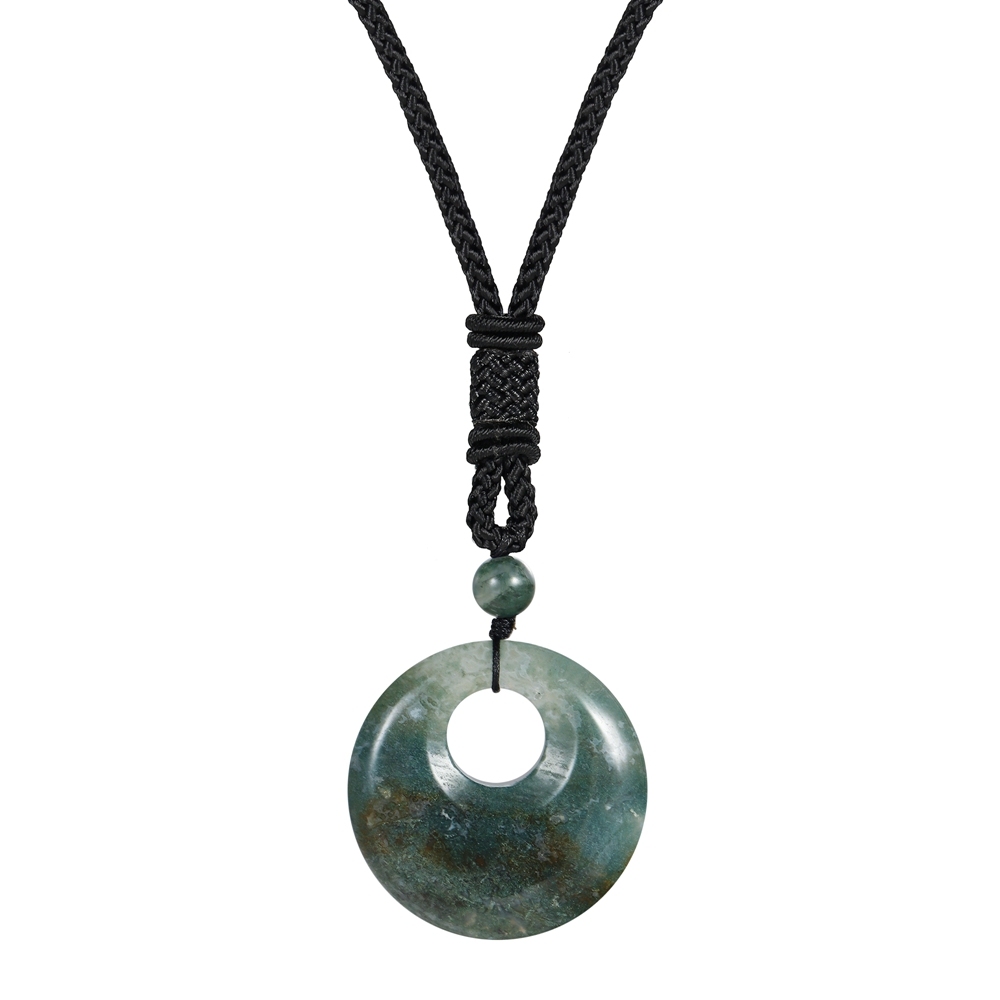 30MM Pingan Gemstone Pendant Necklace Adjustable Rope