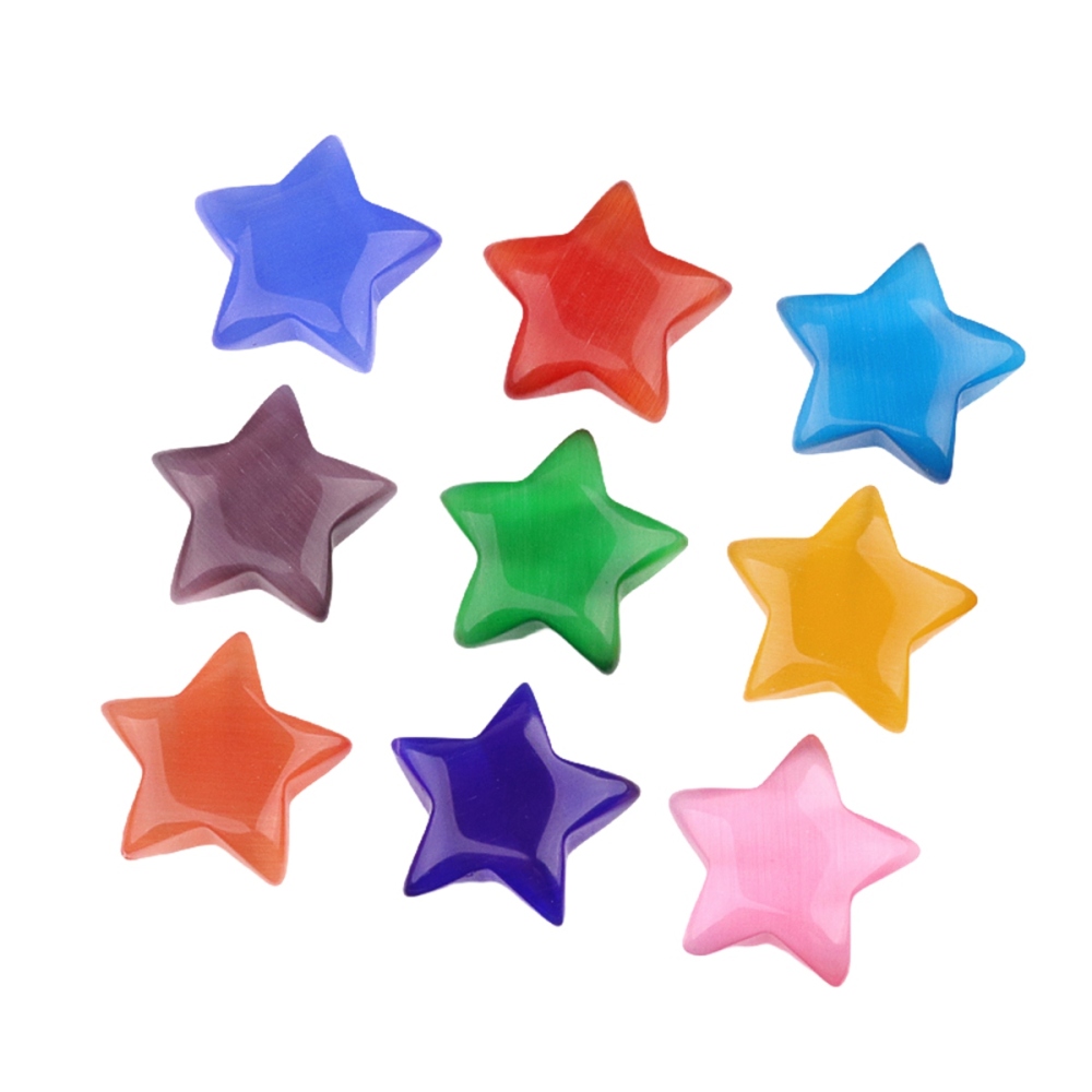 30MM Star Cat Eye Thumb Pocket Worry Crystal Polished Gemstone for DIY Meditation Reiki Balancing Decoration Witchcraft Meditation Collection