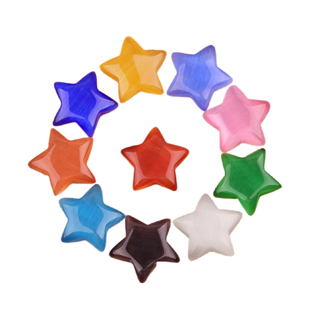 30MM Star Cat Eye Thumb Pocket Worry Crystal Polished Gemstone for DIY Meditation Reiki Balancing Decoration Witchcraft Meditation Collection