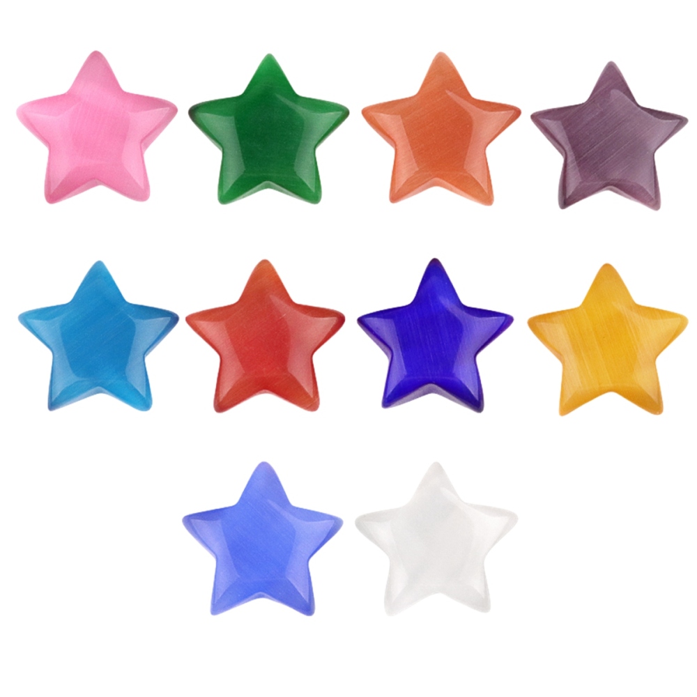 30MM Star Cat Eye Thumb Pocket Worry Crystal Polished Gemstone for DIY Meditation Reiki Balancing Decoration Witchcraft Meditation Collection