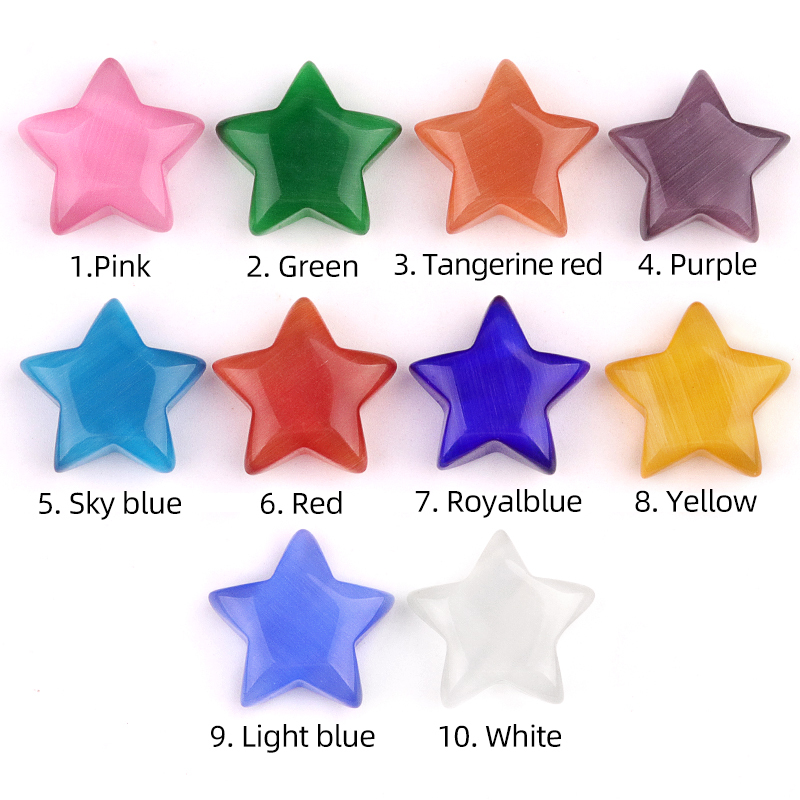 30MM Star Cat Eye Thumb Pocket Worry Crystal Polished Gemstone for DIY Meditation Reiki Balancing Decoration Witchcraft Meditation Collection
