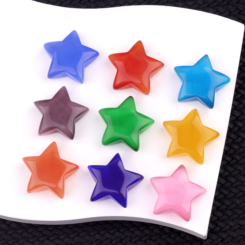 30MM Star Cat Eye Thumb Pocket Worry Crystal Polished Gemstone for DIY Meditation Reiki Balancing Decoration Witchcraft Meditation Collection