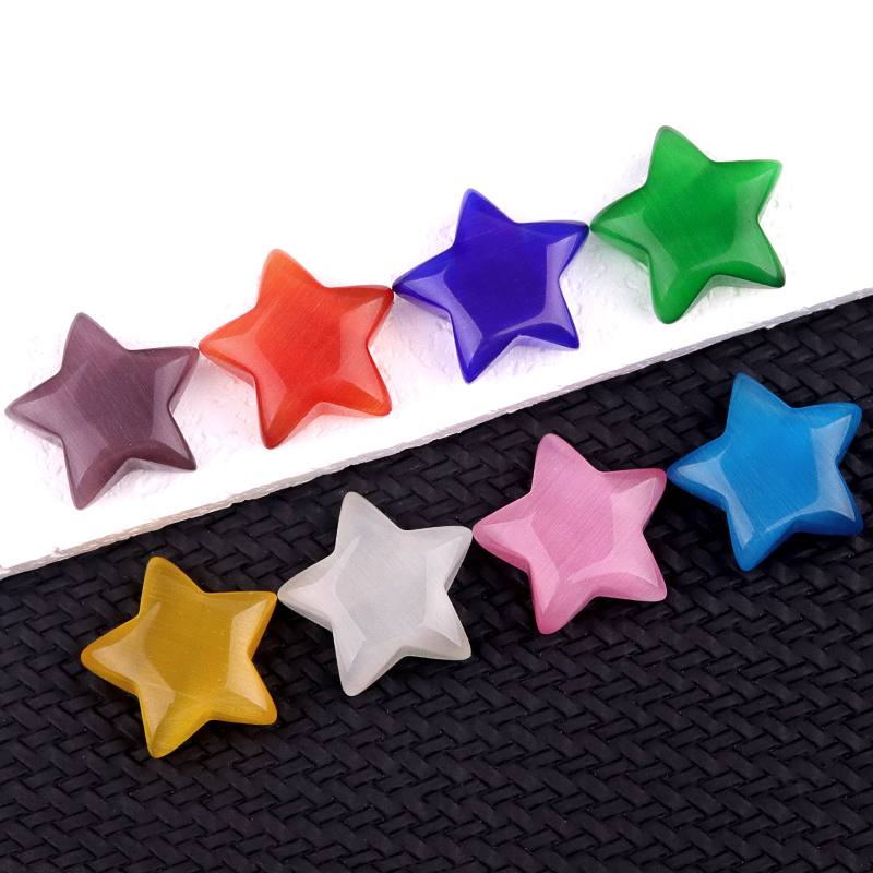 30MM Star Cat Eye Thumb Pocket Worry Crystal Polished Gemstone for DIY Meditation Reiki Balancing Decoration Witchcraft Meditation Collection