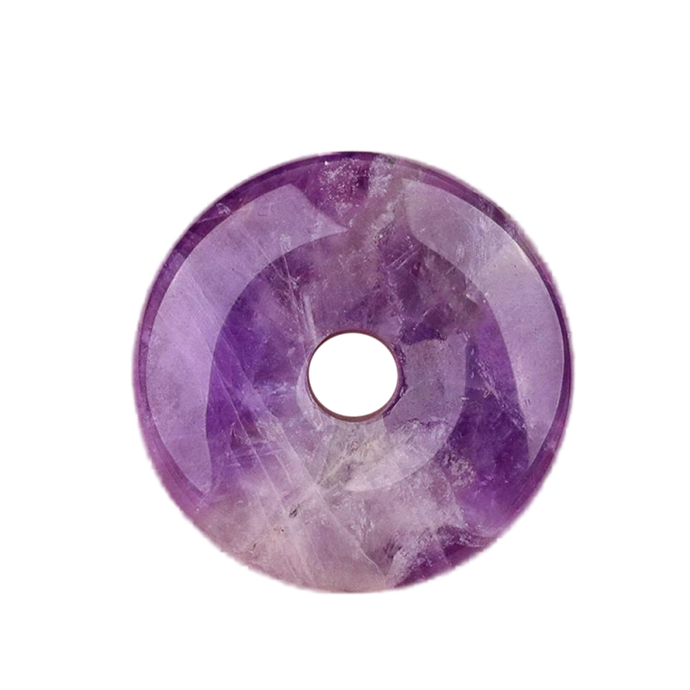 30MM Round Disc Lucky Coin Pingan Pendant for Jewelry Making Polished Crystal Amulet Peace Circle Donut Stone Beads 6MM Large Hole in Middle