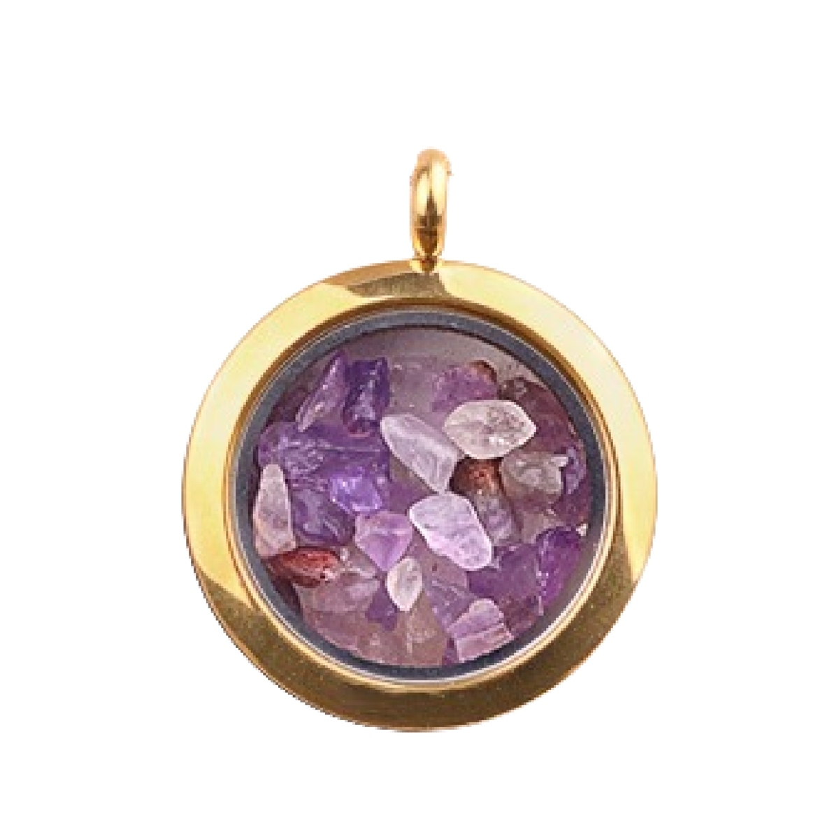 Gold Stainless Steel Living Memory Floating Locket Chamrs Gemstone Pendant Necklace 45cm Blalck Cord