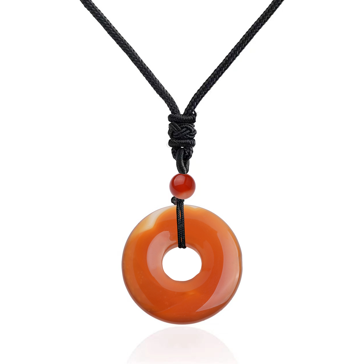 30MM Round Disc Lucky Coin Pingan Pendant Necklace Adjustable Rope Polished Crystal Amulet Peace Circle Donut Stone Jewelry