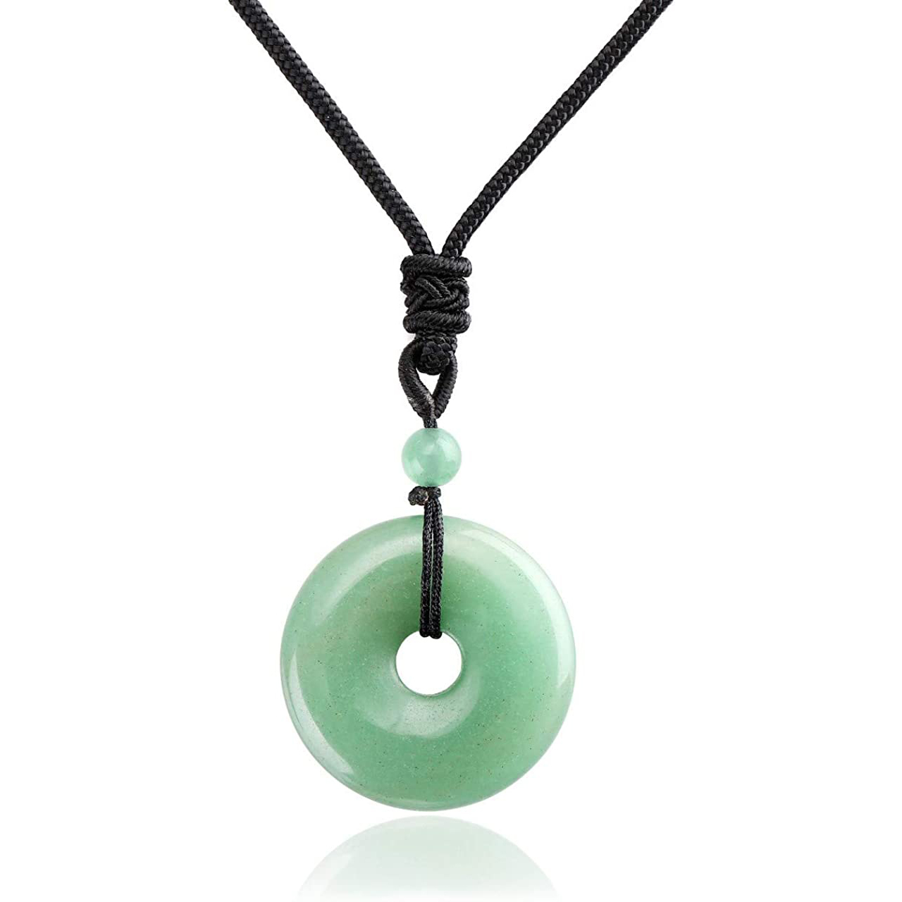 30MM Round Disc Lucky Coin Pingan Pendant Necklace Adjustable Rope Polished Crystal Amulet Peace Circle Donut Stone Jewelry