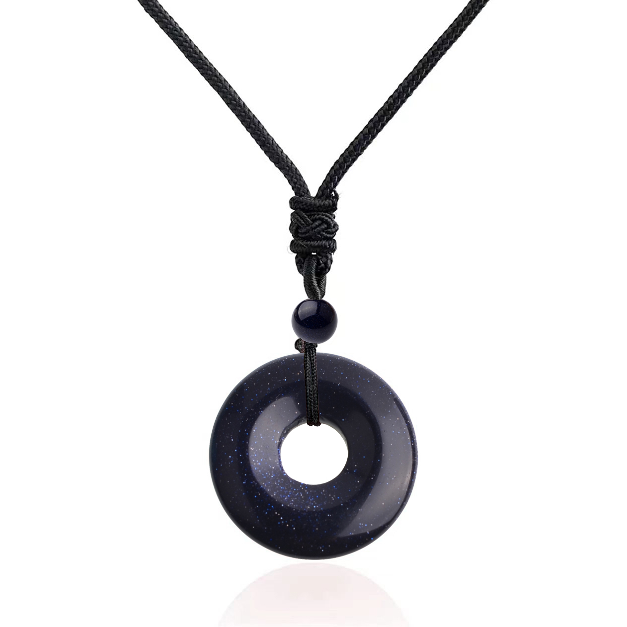 30MM Round Disc Lucky Coin Pingan Pendant Necklace Adjustable Rope Polished Crystal Amulet Peace Circle Donut Stone Jewelry