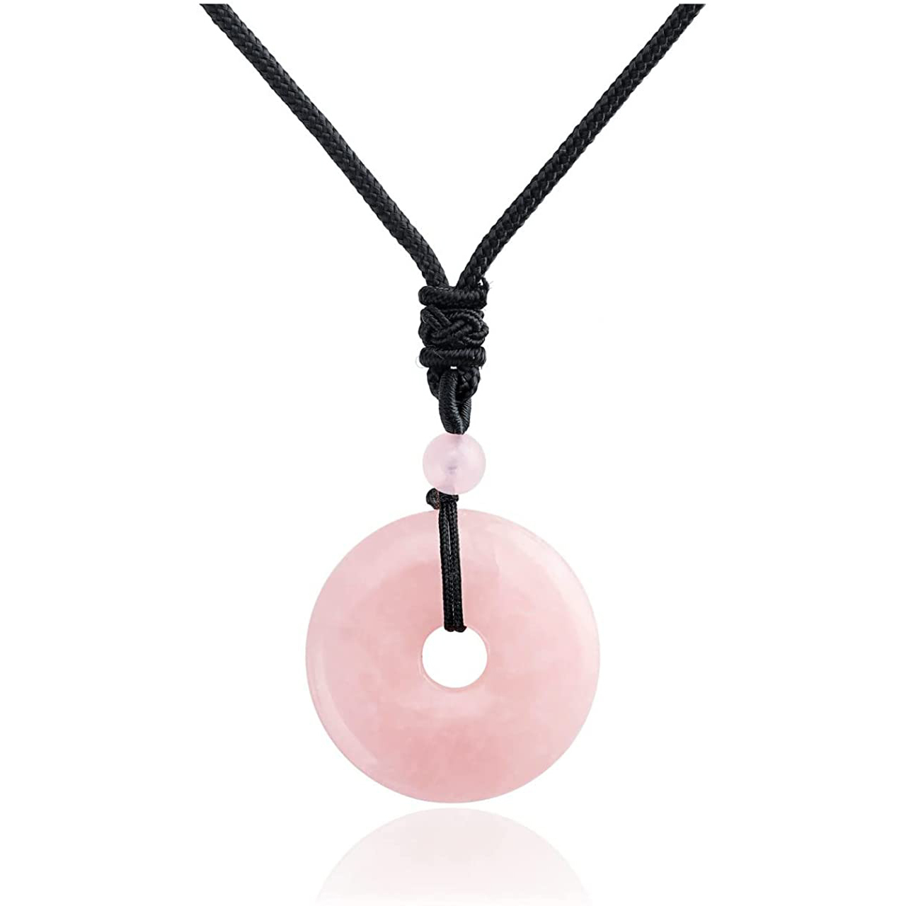 30MM Round Disc Lucky Coin Pingan Pendant Necklace Adjustable Rope Polished Crystal Amulet Peace Circle Donut Stone Jewelry