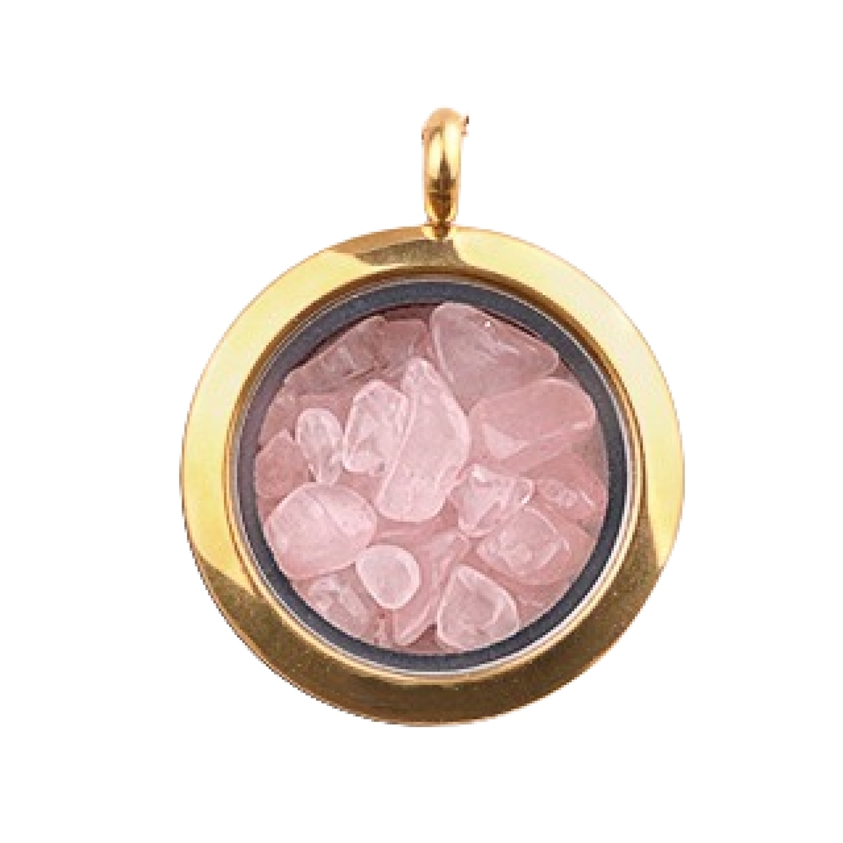 Gold Stainless Steel Living Memory Floating Locket Chamrs Gemstone Pendant Necklace 45cm Blalck Cord