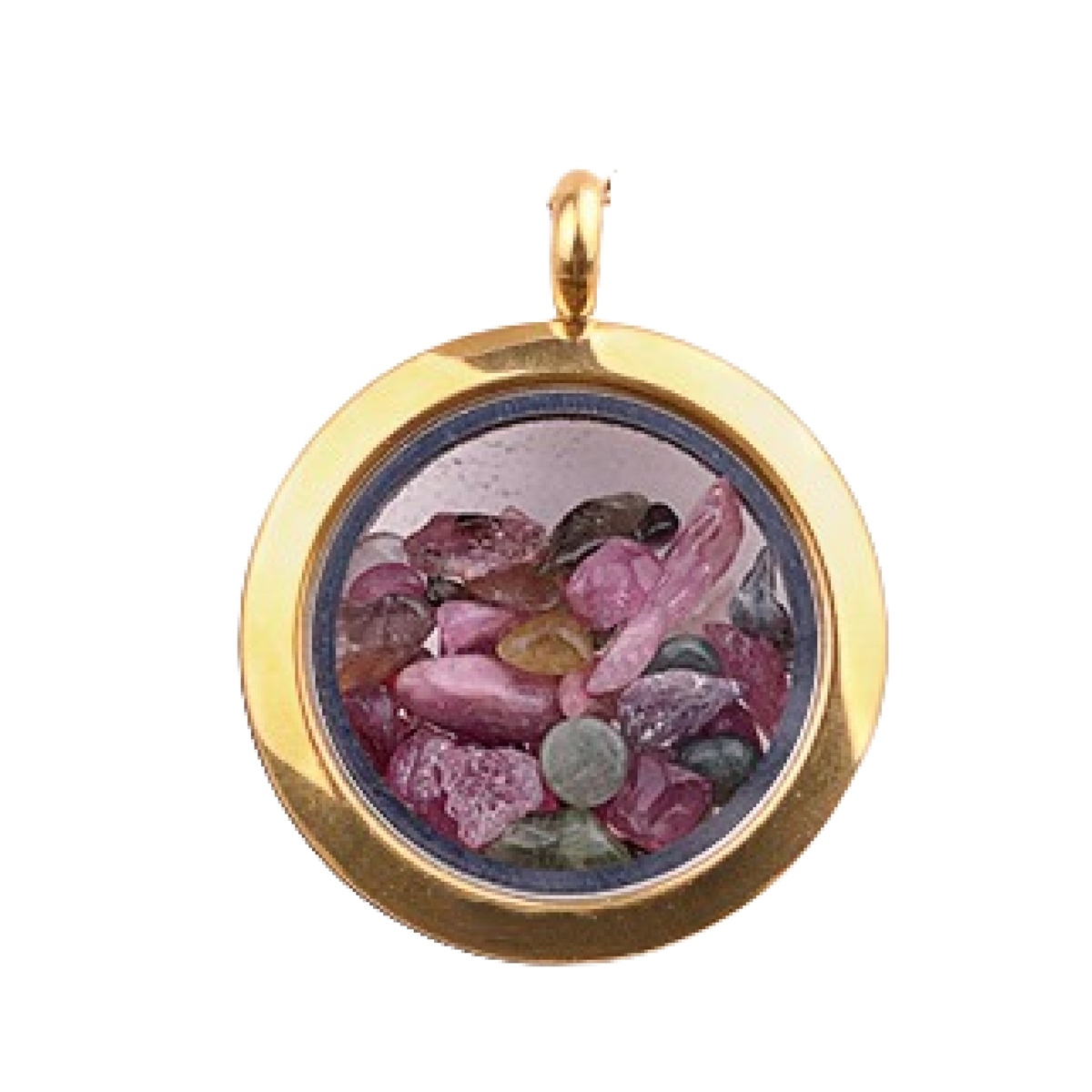 Gold Stainless Steel Living Memory Floating Locket Chamrs Gemstone Pendant Necklace 45cm Blalck Cord