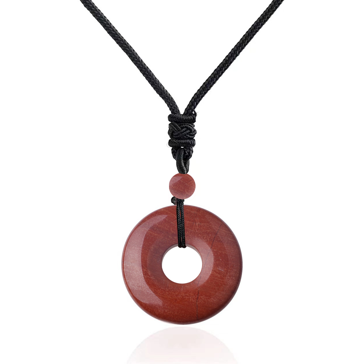 30MM Round Disc Lucky Coin Pingan Pendant Necklace Adjustable Rope Polished Crystal Amulet Peace Circle Donut Stone Jewelry