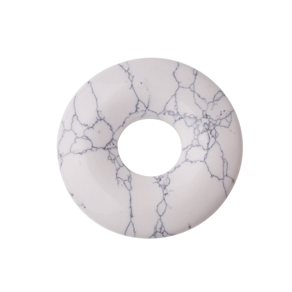30MM Round Disc Lucky Coin Pingan Pendant for Jewelry Making Polished Crystal Amulet Peace Circle Donut Stone Beads 6MM Large Hole in Middle
