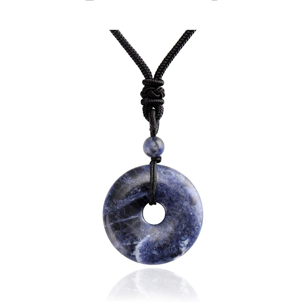 30MM Round Disc Lucky Coin Pingan Pendant Necklace Adjustable Rope Polished Crystal Amulet Peace Circle Donut Stone Jewelry