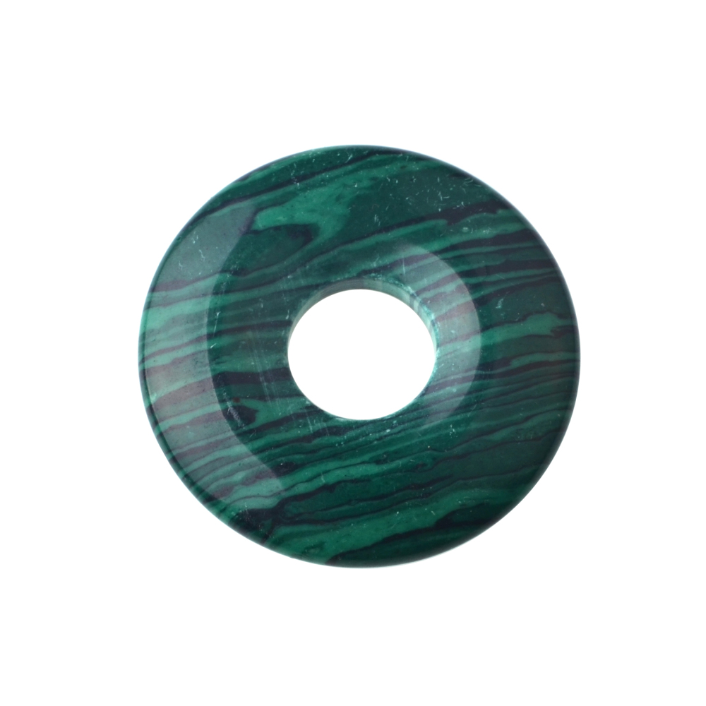 30MM Round Disc Lucky Coin Pingan Pendant for Jewelry Making Polished Crystal Amulet Peace Circle Donut Stone Beads 6MM Large Hole in Middle