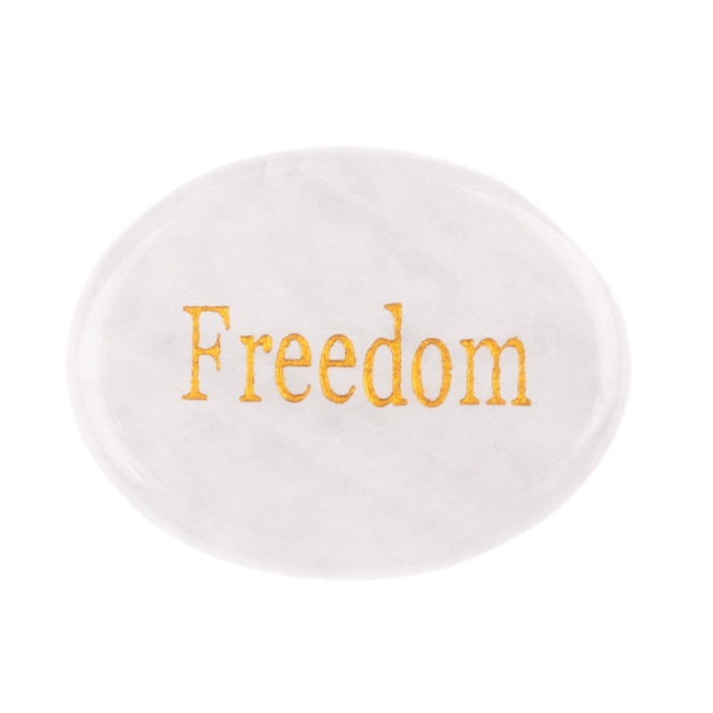Thumb Worry Stone for Anxiety Stress Relief Meditation Home Decor-"Freedom"  35X45MM Oval Engraved Inspirational Words