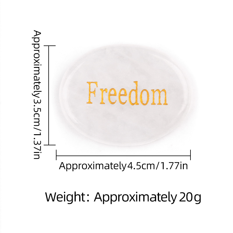 Thumb Worry Stone for Anxiety Stress Relief Meditation Home Decor-"Freedom"  35X45MM Oval Engraved Inspirational Words