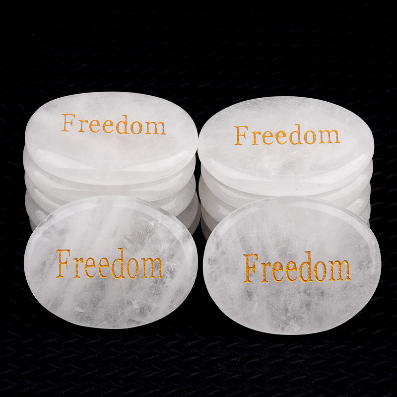 Thumb Worry Stone for Anxiety Stress Relief Meditation Home Decor-"Freedom"  35X45MM Oval Engraved Inspirational Words