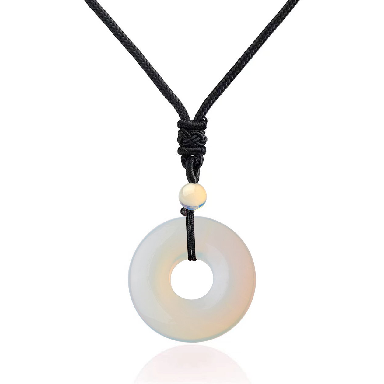 30MM Round Disc Lucky Coin Pingan Pendant Necklace Adjustable Rope Polished Crystal Amulet Peace Circle Donut Stone Jewelry