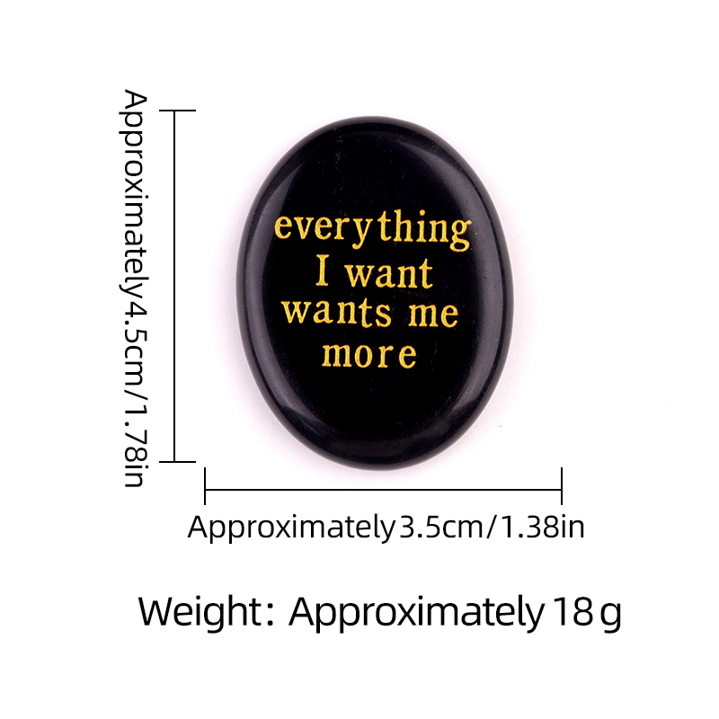 Black Obsidian Thumb Worry Stone for Anxiety Stress Relief Meditation Home Decor-"everying I want wants me more"