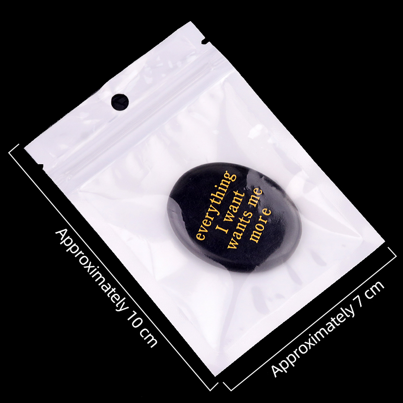 Black Obsidian Thumb Worry Stone for Anxiety Stress Relief Meditation Home Decor-"everying I want wants me more"