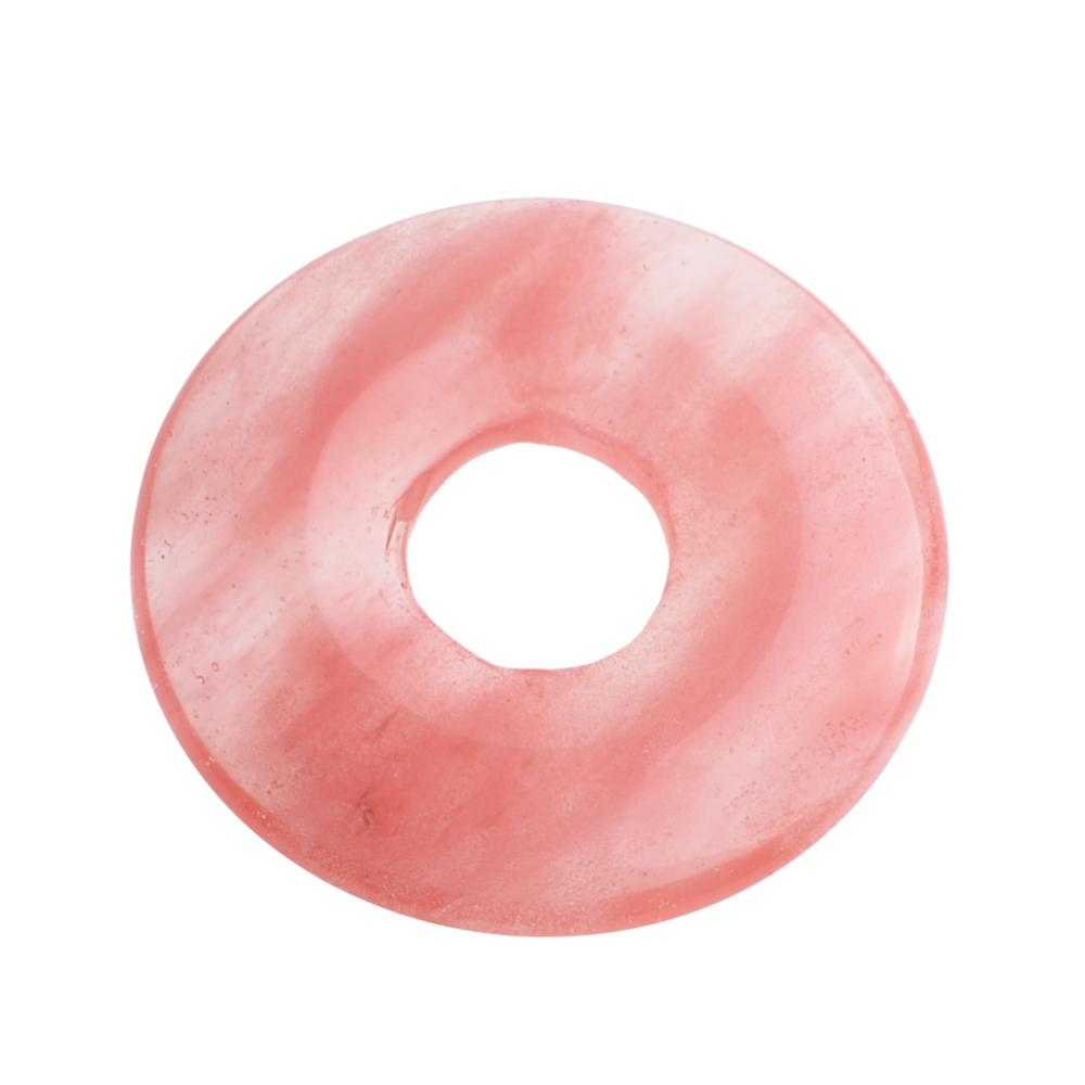 30MM Round Disc Lucky Coin Pingan Pendant for Jewelry Making Polished Crystal Amulet Peace Circle Donut Stone Beads 6MM Large Hole in Middle