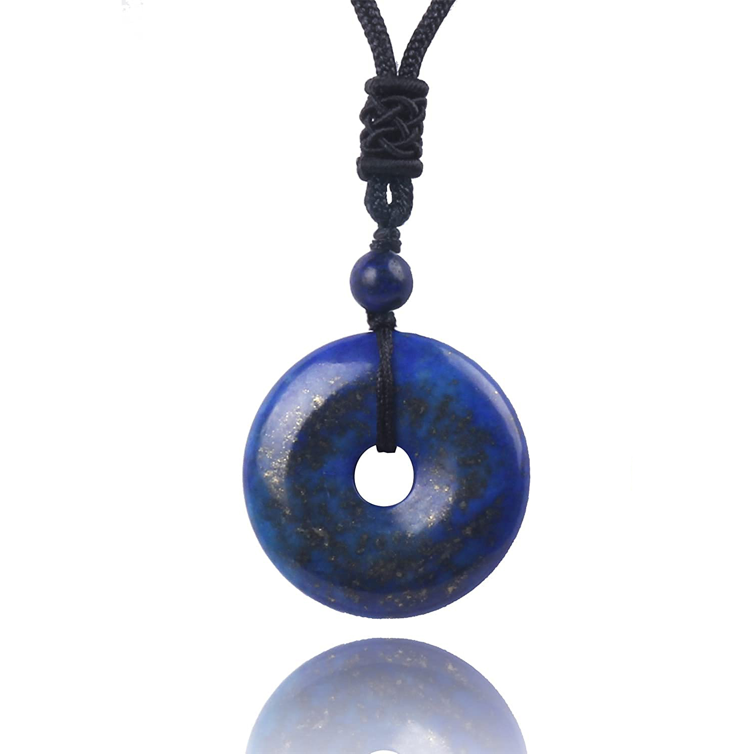 30MM Round Disc Lucky Coin Pingan Pendant Necklace Adjustable Rope Polished Crystal Amulet Peace Circle Donut Stone Jewelry