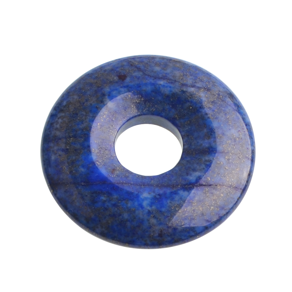 30MM Round Disc Lucky Coin Pingan Pendant for Jewelry Making Polished Crystal Amulet Peace Circle Donut Stone Beads 6MM Large Hole in Middle
