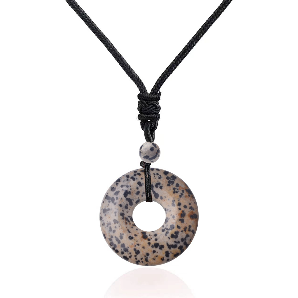 30MM Round Disc Lucky Coin Pingan Pendant Necklace Adjustable Rope Polished Crystal Amulet Peace Circle Donut Stone Jewelry