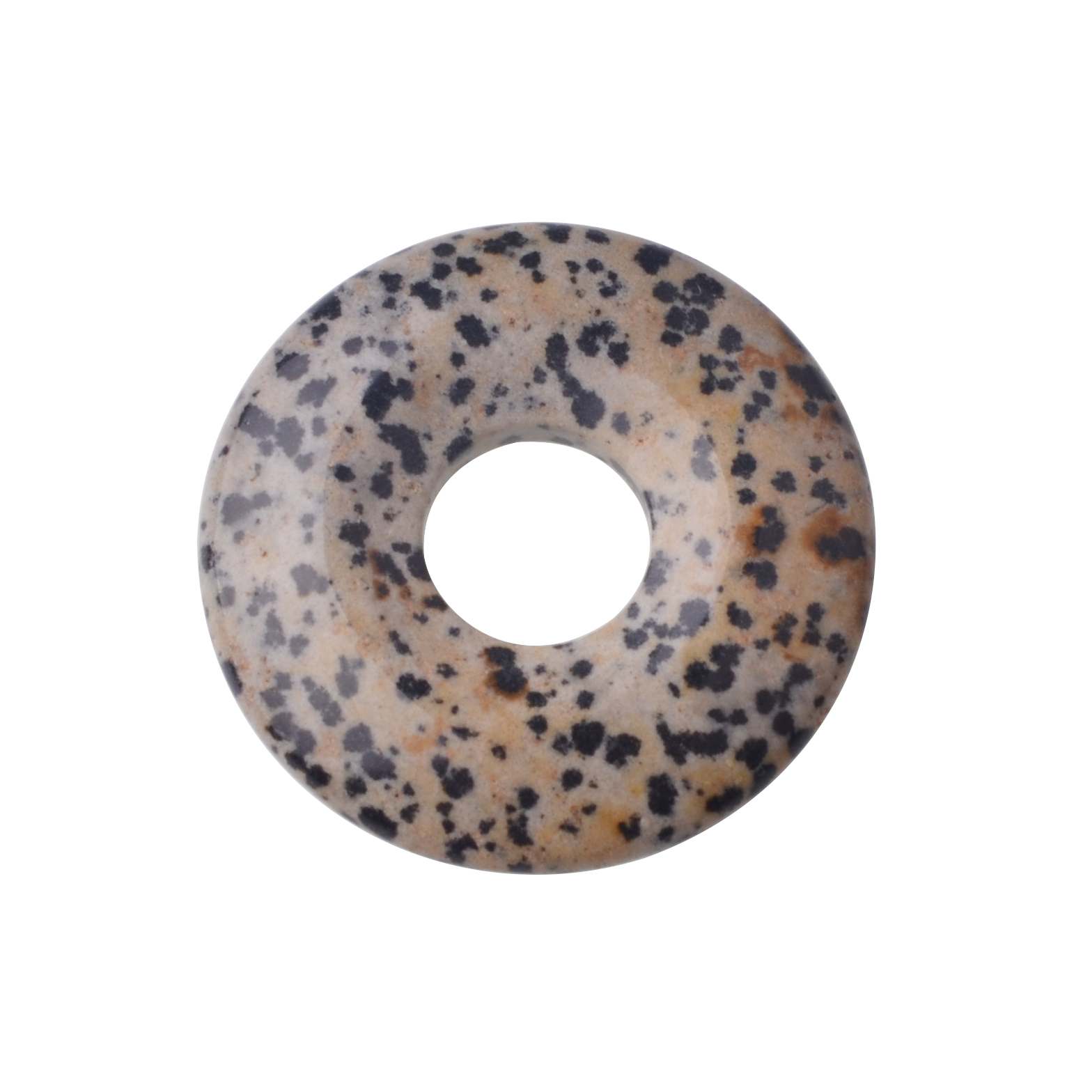 30MM Round Disc Lucky Coin Pingan Pendant for Jewelry Making Polished Crystal Amulet Peace Circle Donut Stone Beads 6MM Large Hole in Middle
