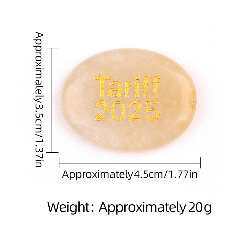 Yellow Jade Thumb Worry Stone for Anxiety Stress Relief Meditation Home Decor-"Tariff 2025" 35X45MM Oval Engraved Inspirational Words