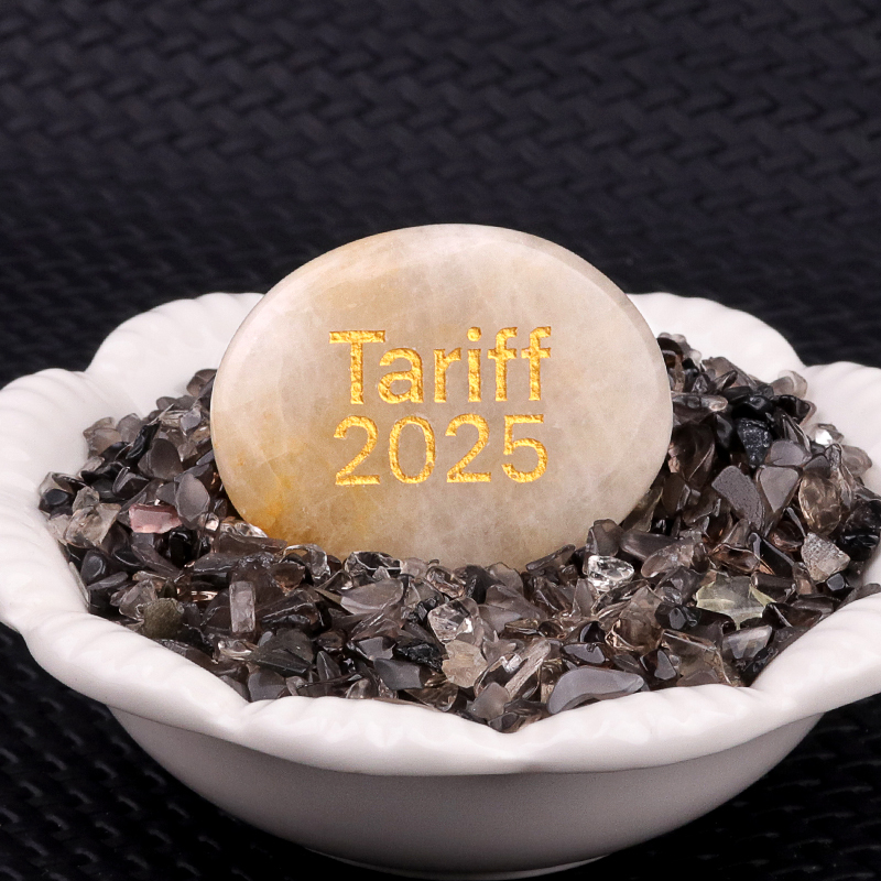 Yellow Jade Thumb Worry Stone for Anxiety Stress Relief Meditation Home Decor-"Tariff 2025" 35X45MM Oval Engraved Inspirational Words