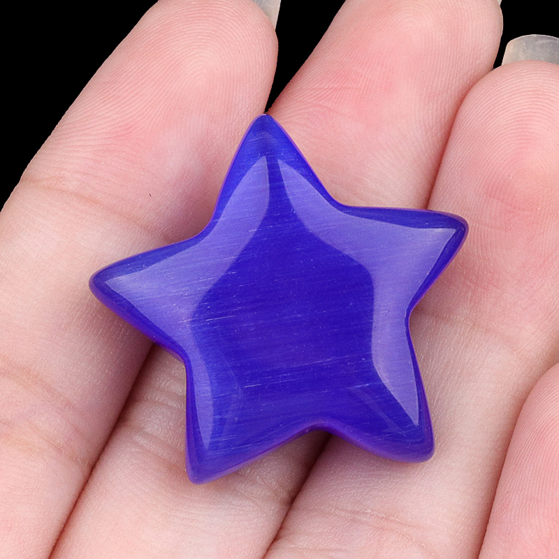 30MM Star Cat Eye Thumb Pocket Worry Crystal Polished Gemstone for DIY Meditation Reiki Balancing Decoration Witchcraft Meditation Collection