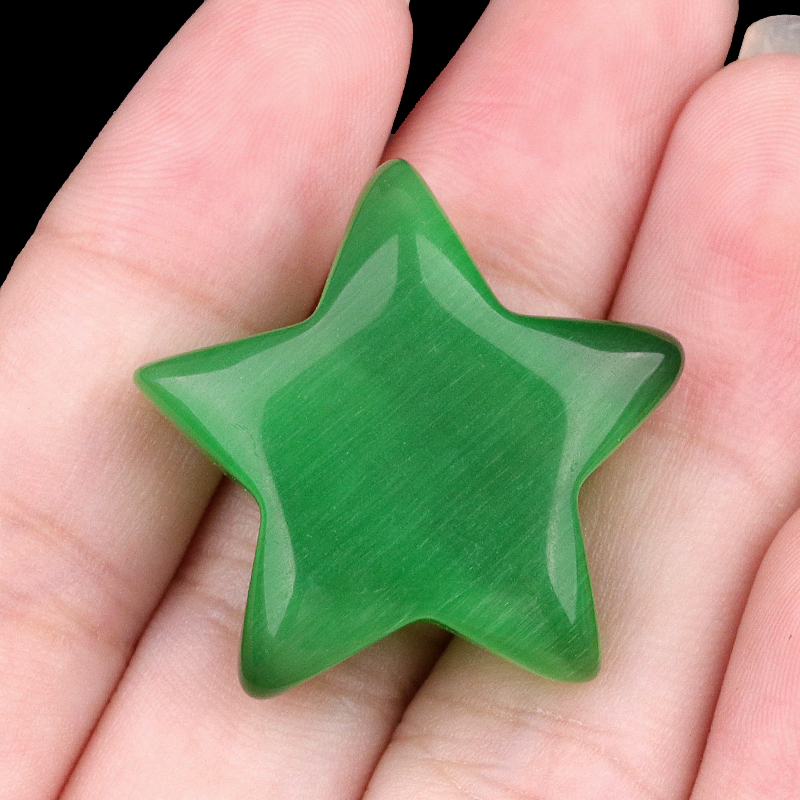30MM Star Cat Eye Thumb Pocket Worry Crystal Polished Gemstone for DIY Meditation Reiki Balancing Decoration Witchcraft Meditation Collection