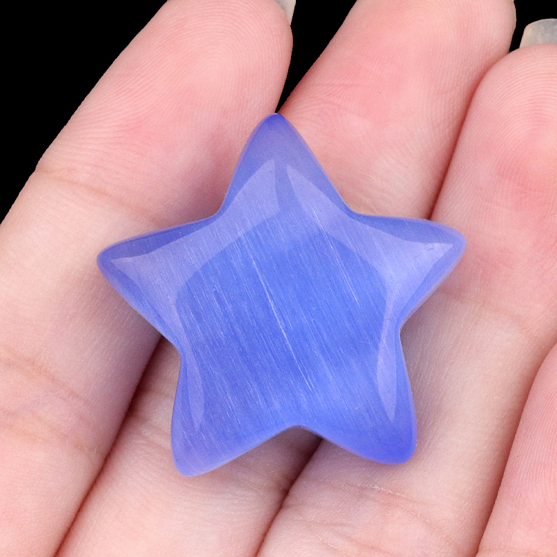 30MM Star Cat Eye Thumb Pocket Worry Crystal Polished Gemstone for DIY Meditation Reiki Balancing Decoration Witchcraft Meditation Collection