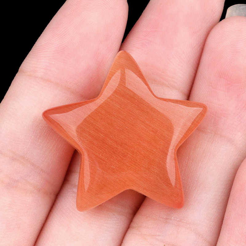30MM Star Cat Eye Thumb Pocket Worry Crystal Polished Gemstone for DIY Meditation Reiki Balancing Decoration Witchcraft Meditation Collection