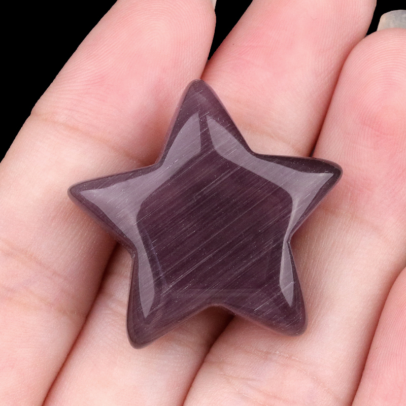 30MM Star Cat Eye Thumb Pocket Worry Crystal Polished Gemstone for DIY Meditation Reiki Balancing Decoration Witchcraft Meditation Collection
