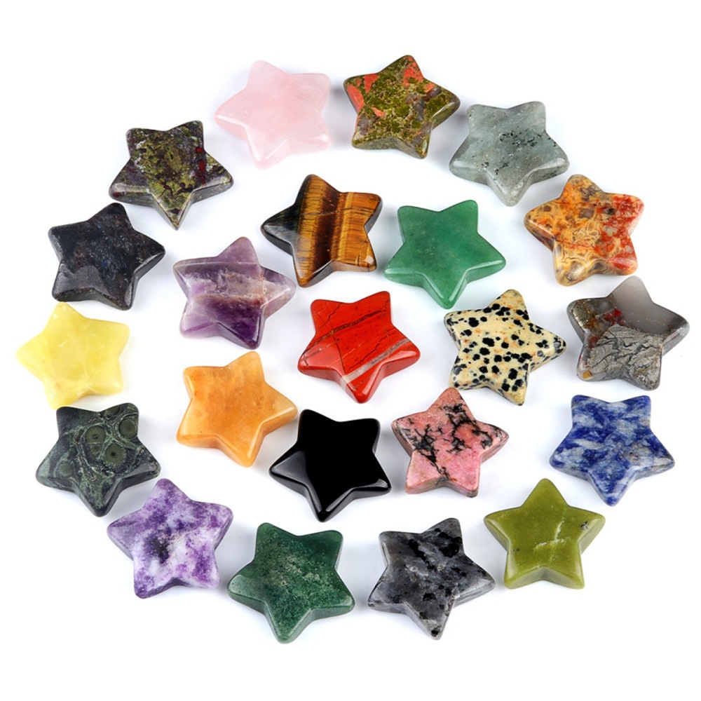 30MM Star Stones Thumb Pocket Worry Crystal Polished Gemstone for DIY Meditation Reiki Balancing Decoration Witchcraft Meditation Collection