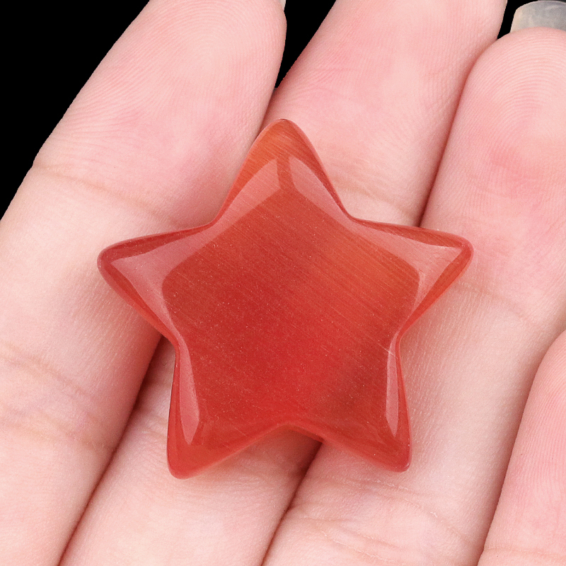 30MM Star Cat Eye Thumb Pocket Worry Crystal Polished Gemstone for DIY Meditation Reiki Balancing Decoration Witchcraft Meditation Collection