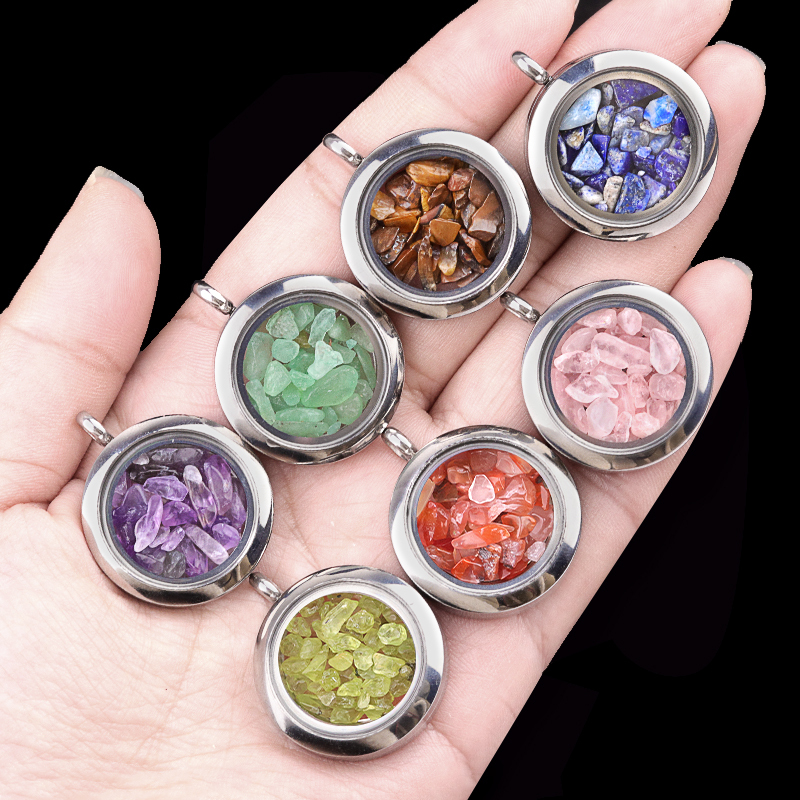 Stainless Steel Living Memory Floating Locket Chamrs Gemstone Pendant for Making Jewelry