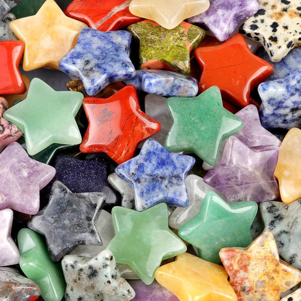 30MM Star Stones Thumb Pocket Worry Crystal Polished Gemstone for DIY Meditation Reiki Balancing Decoration Witchcraft Meditation Collection