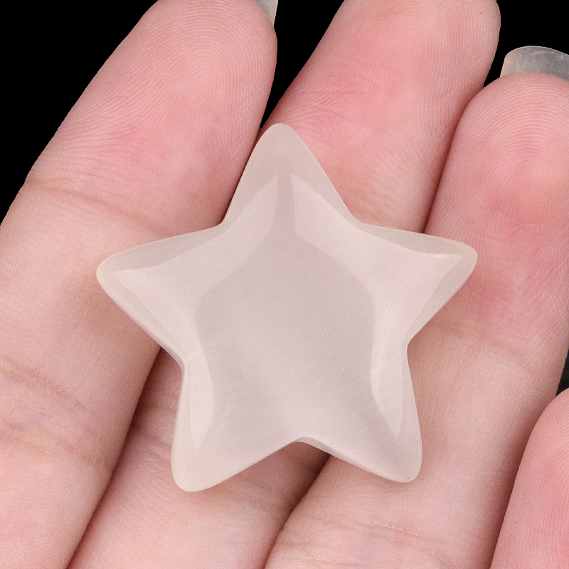 30MM Star Cat Eye Thumb Pocket Worry Crystal Polished Gemstone for DIY Meditation Reiki Balancing Decoration Witchcraft Meditation Collection
