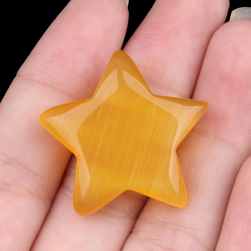 30MM Star Cat Eye Thumb Pocket Worry Crystal Polished Gemstone for DIY Meditation Reiki Balancing Decoration Witchcraft Meditation Collection