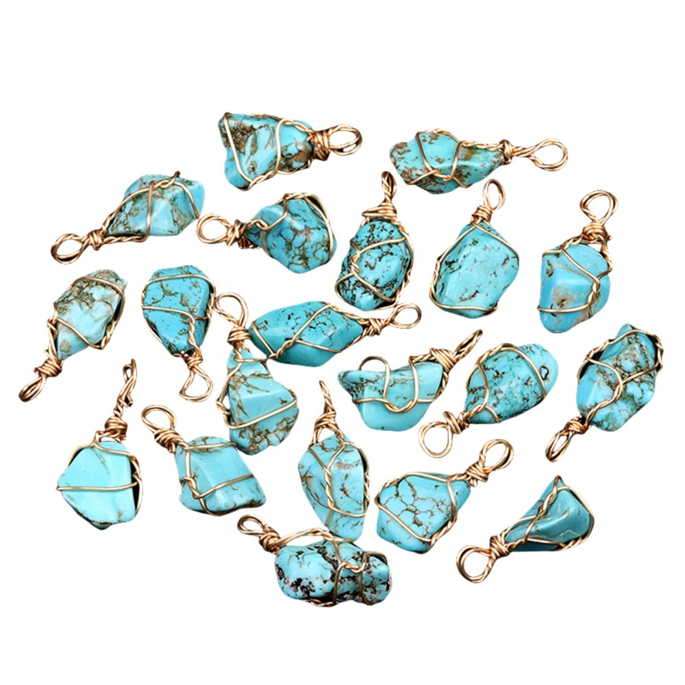 Pendants Gold Wire Wrapped  Irregular Nuggets Chakra Crystal StoneCharms for DIY Bracelets Necklaces Earrings Jewelry Making