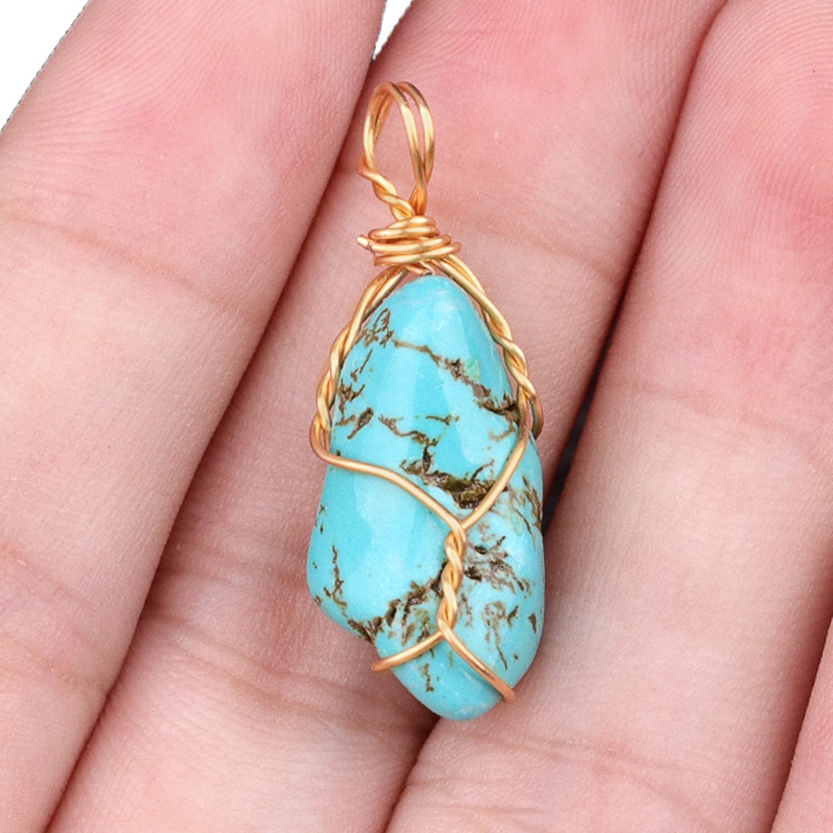 Natural Irregular Nuggets Chakra Crystal Stone Pendants Wire Wrapped Charms for DIY Bracelets Necklaces Earrings Jewelry Making