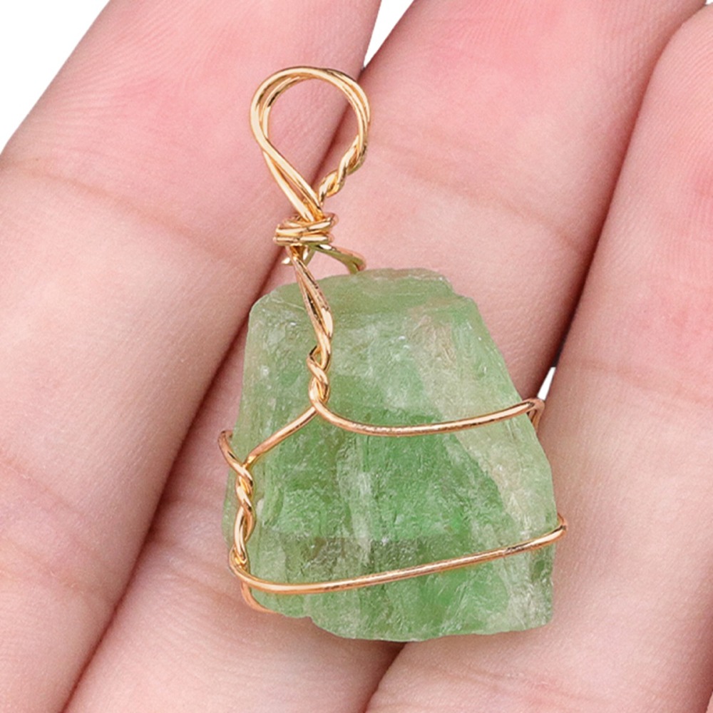 Pendants Gold Wire Wrapped  Irregular Nuggets Chakra Crystal StoneCharms for DIY Bracelets Necklaces Earrings Jewelry Making